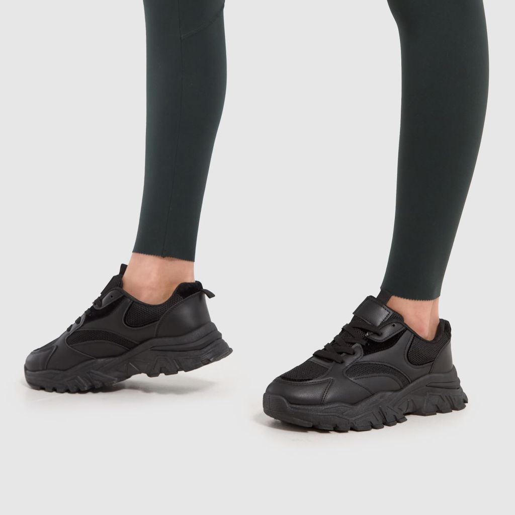 maeve chunky lace up runner trainers in black