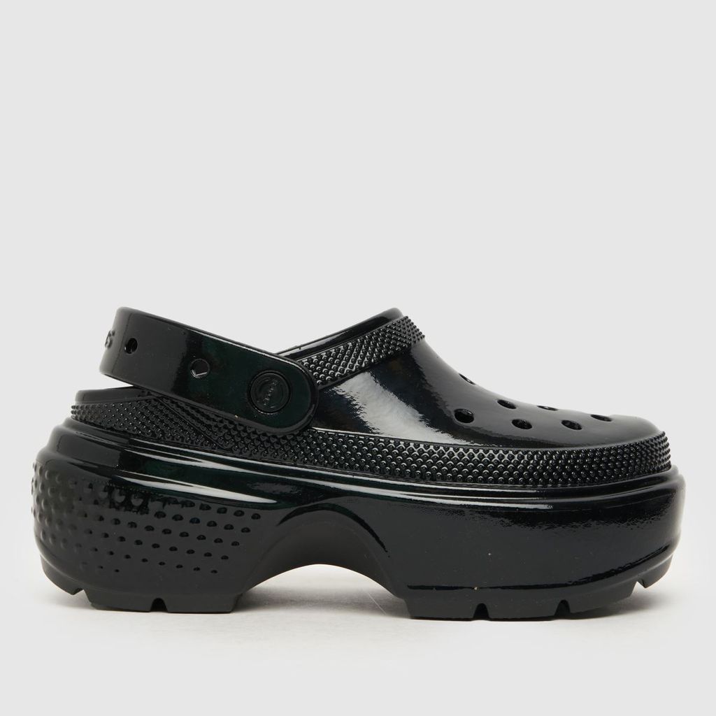 stomp high shine clog sandals in black