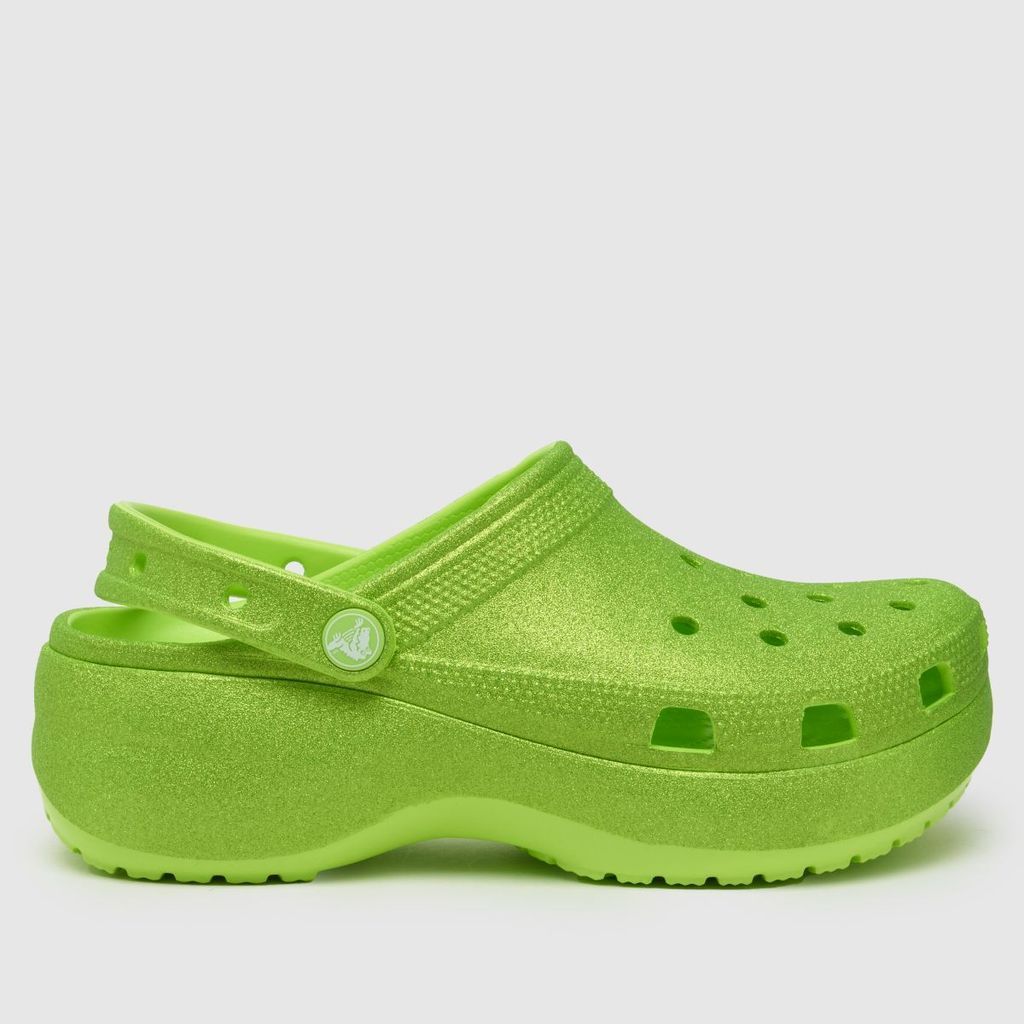classic platform glitter clog sandals in lime