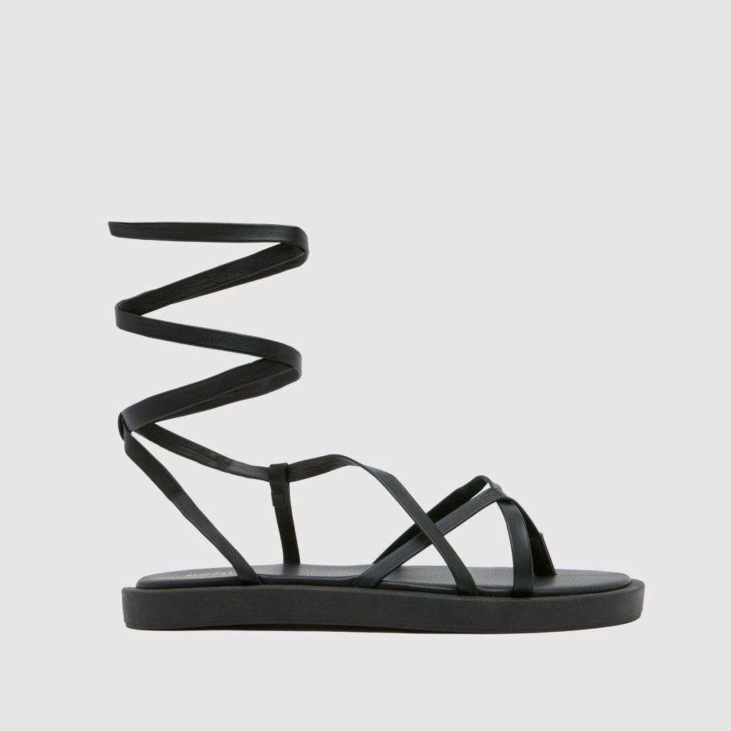 terry toe loop strappy sandals in black