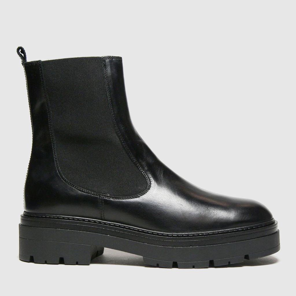 Black Alexa Leather Cleated Sole Boots