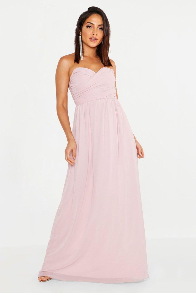Womens Chiffon Bandeau Maxi Bridesmaid Dress - Pink - 12, Pink