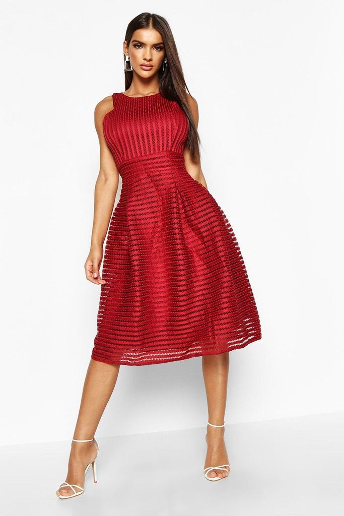 Womens Boutique Panelled Full Skirt Skater Dress - Red - 8, Red