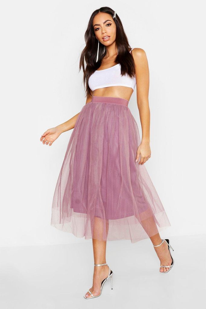 Womens Tulle Longer Length Midi Skirt - Purple - 10, Purple