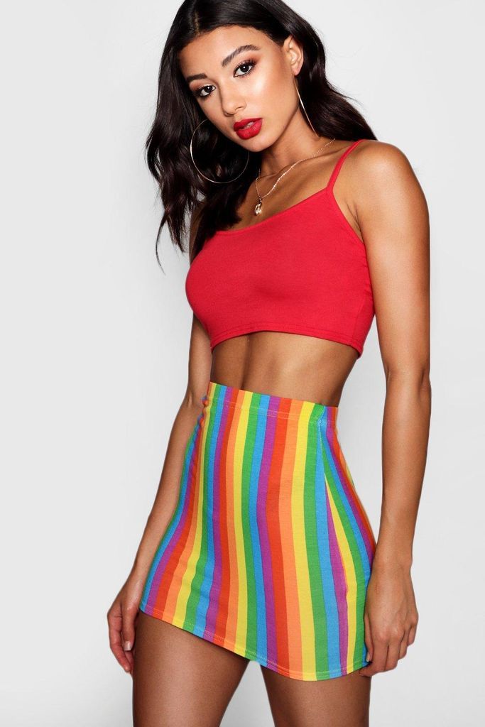 Womens Rainbow Bodycon Mini Skirt - Multi - 6, Multi