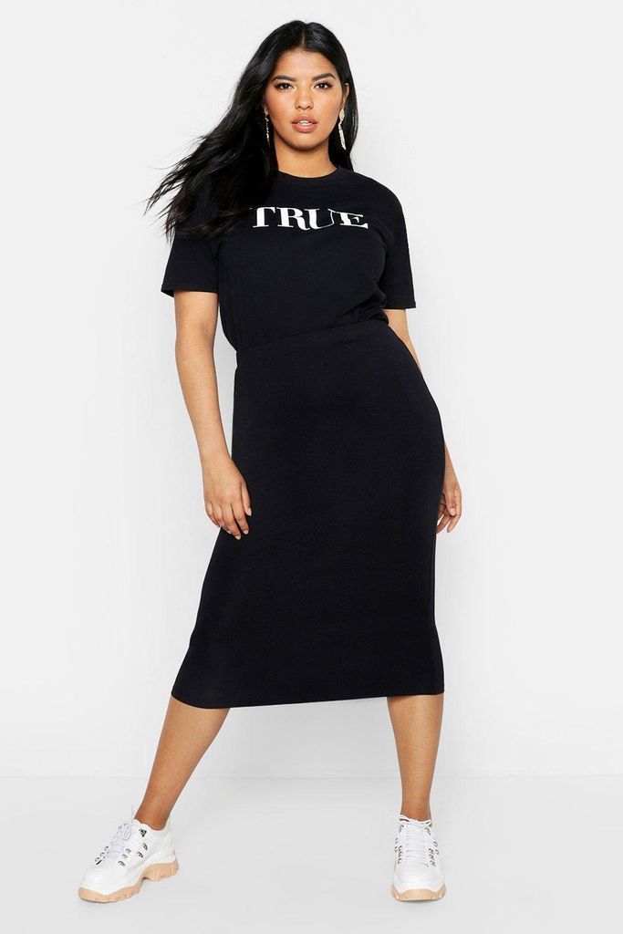 Womens Plus Midi Tube Skirt - Black - 18, Black