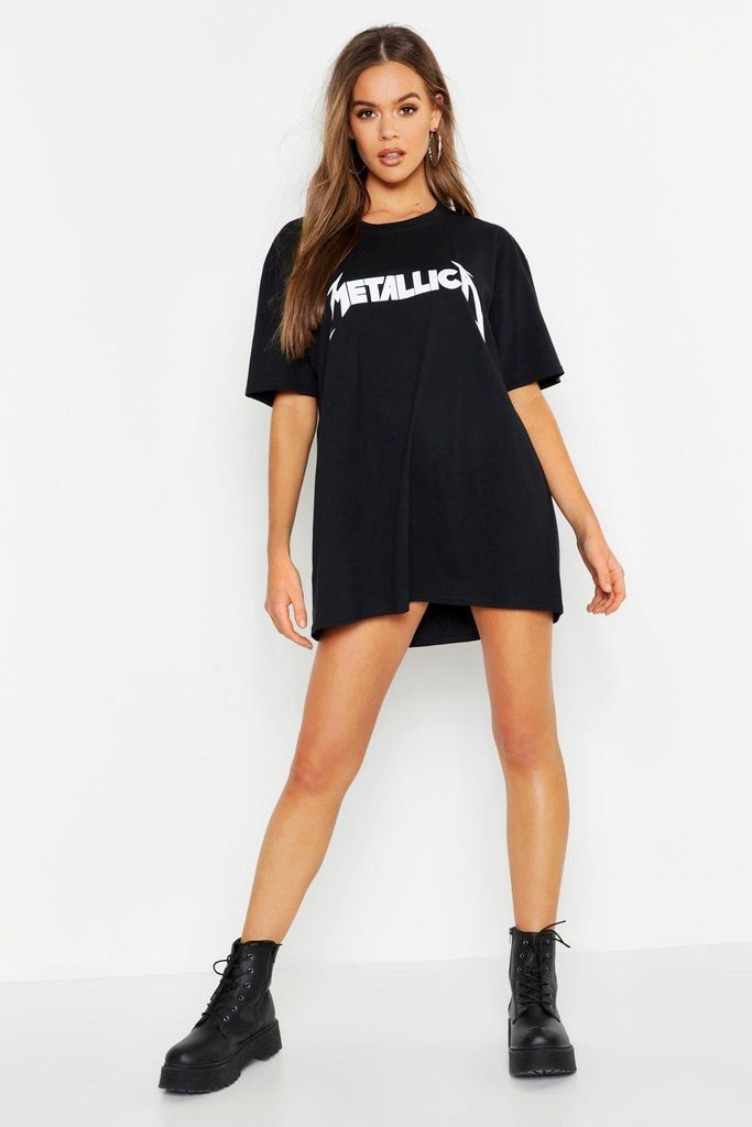 Womens Metallica License Oversized T-Shirt Dress - Black - 10, Black