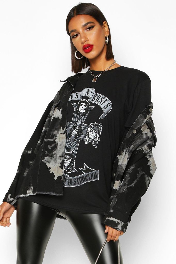 Womens Guns N Roses Oversized Licensed T-Shirt - Black - S, Black