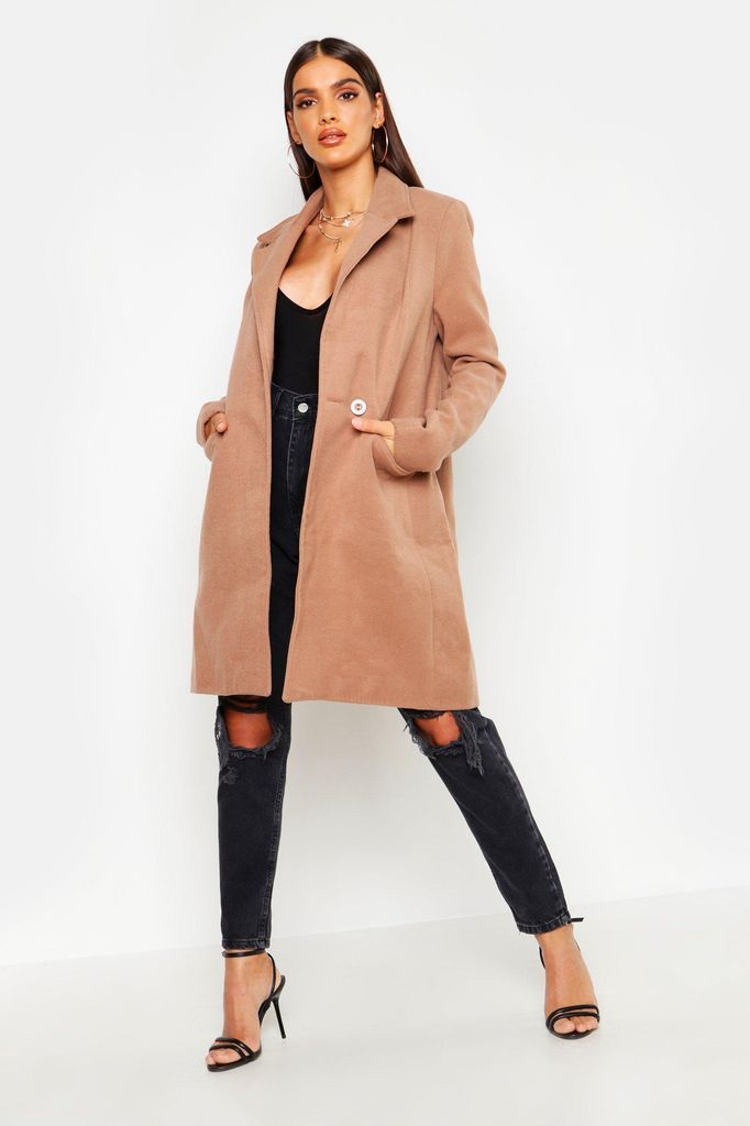 Womens Zip Pocket Tailored Coat - Beige - 10, Beige