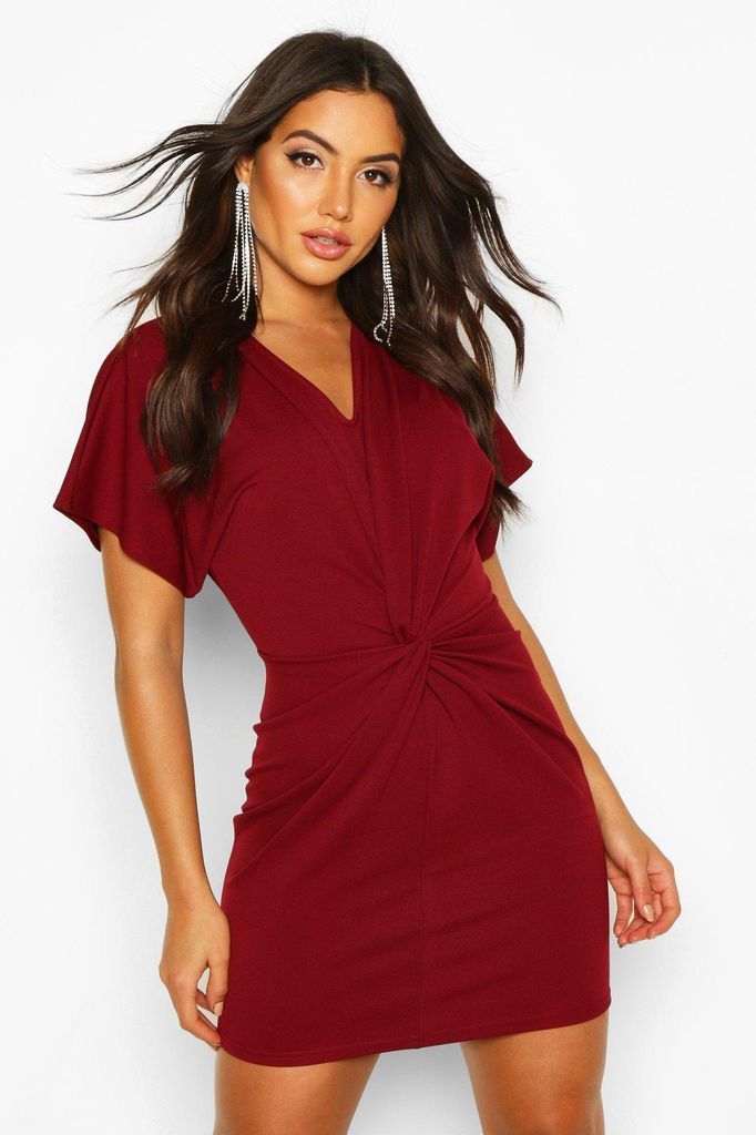 Womens Crepe Twist Front Mini Dress - Red - 12, Red