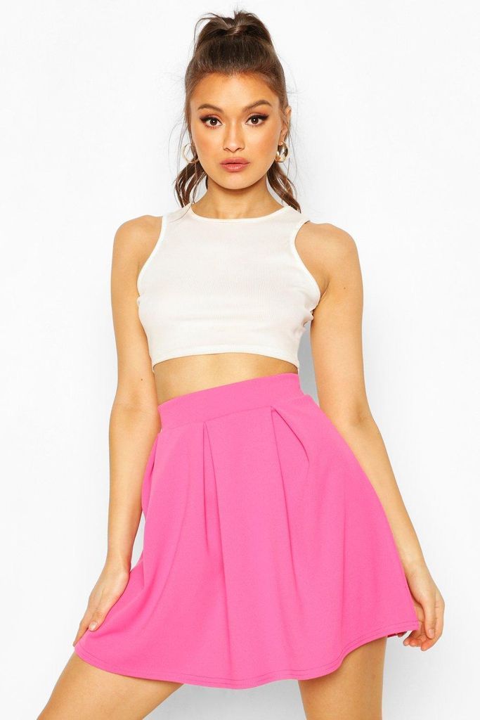 Womens Jersey Crepe Pleated Tennis Skirt - Pink - 14, Pink