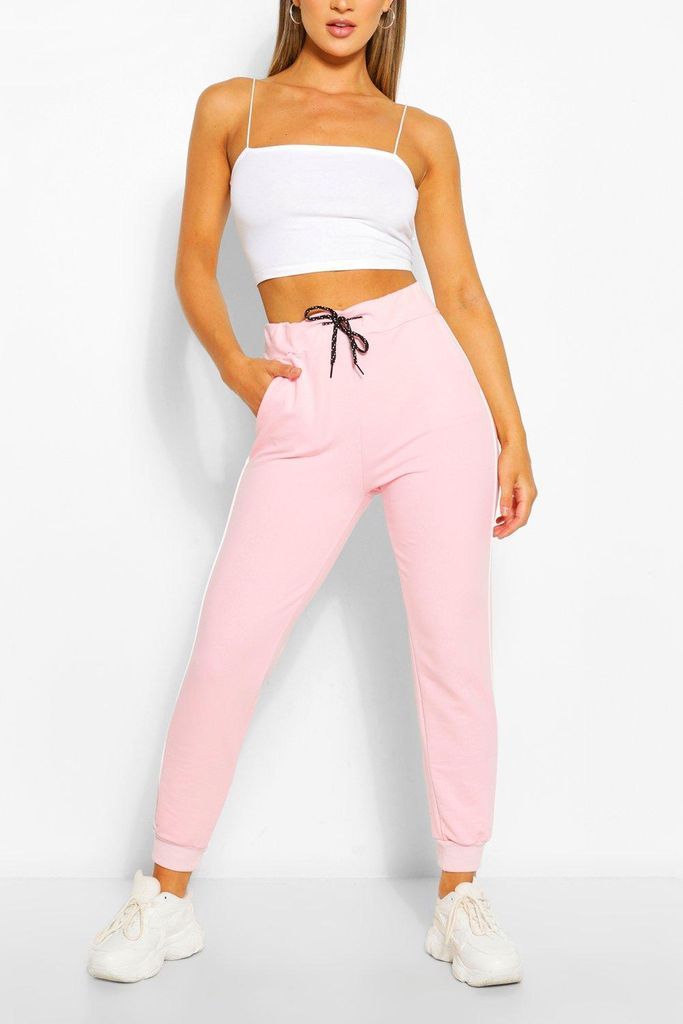 Womens Regular Joggers With Piping Detail - Pink - S, Pink