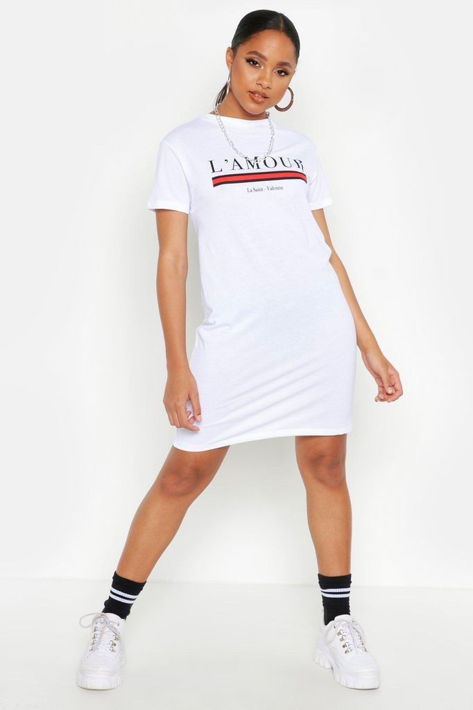 Womens L'Amour Oversized T-Shirt Dress - White - 8, White