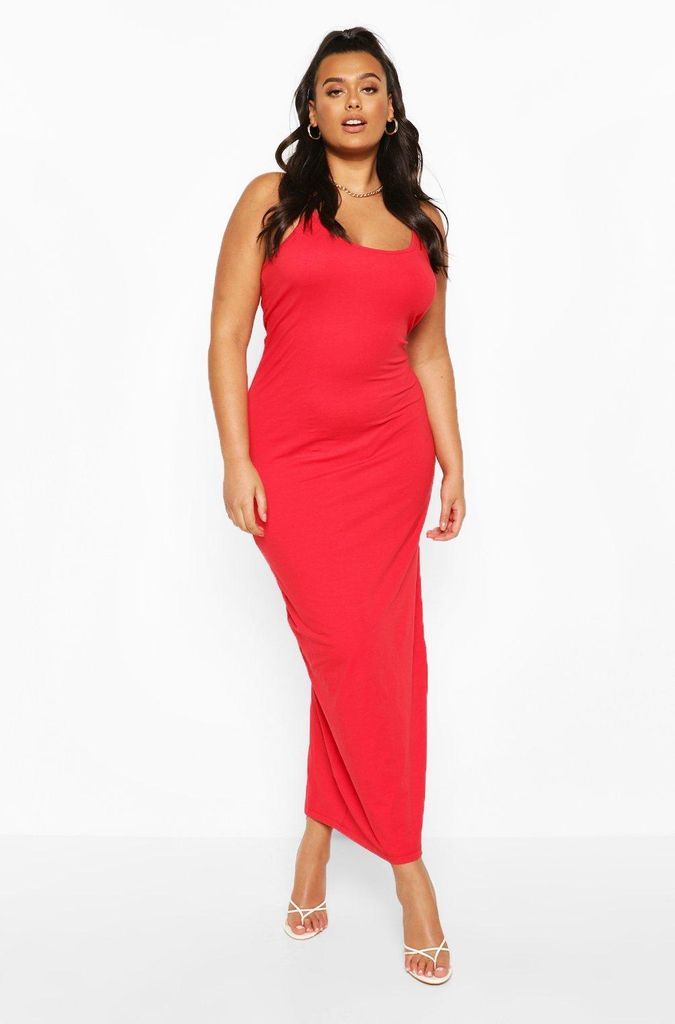 Womens Plus Strappy Basic Maxi Dress - Red - 16, Red