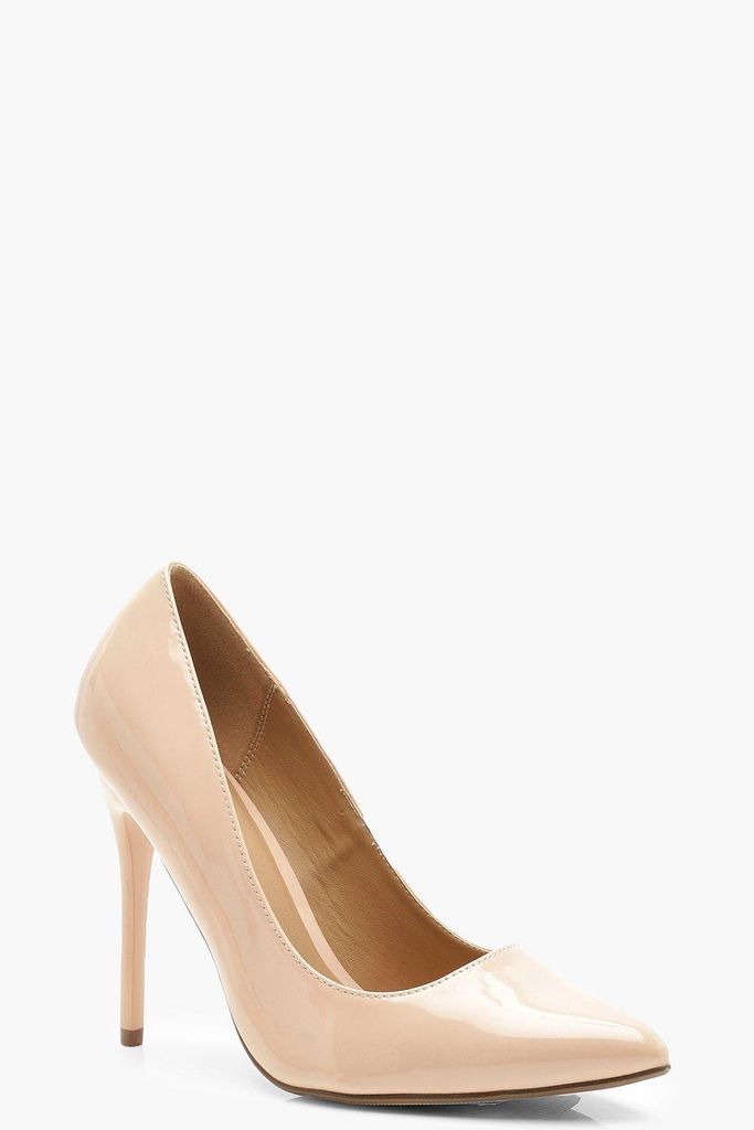 Womens Wide Fit Stiletto Heel Court Shoes - Beige - 3, Beige