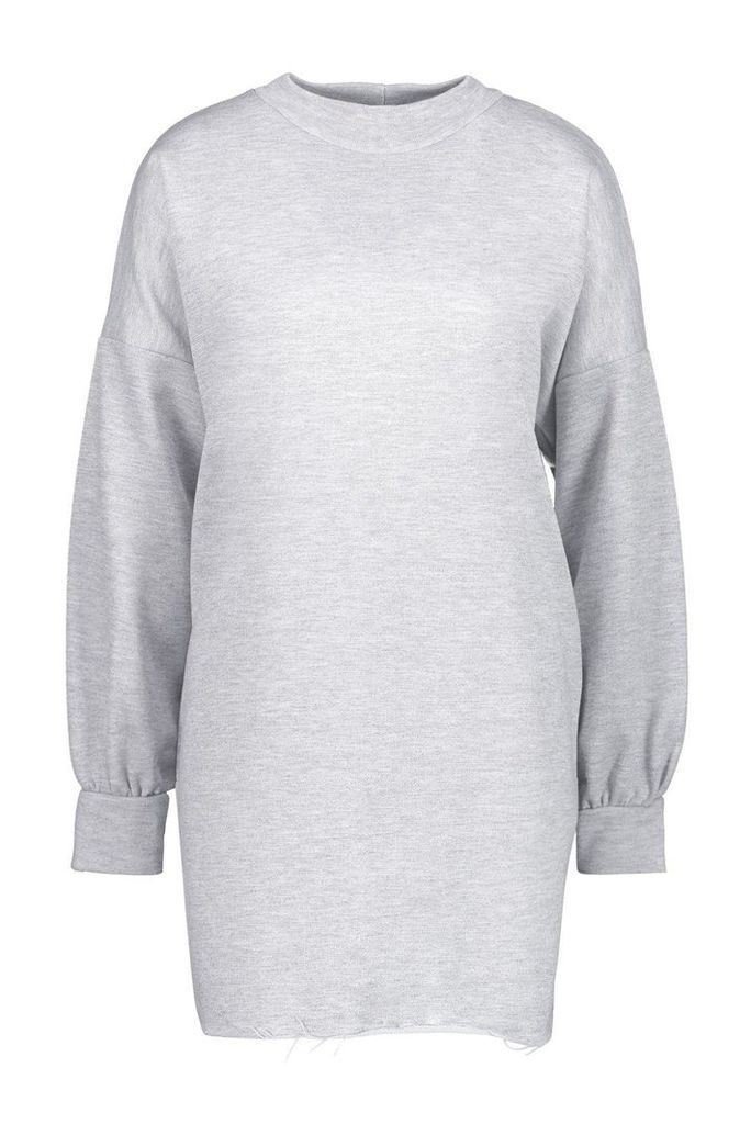 Womens Funnel Neck Oversized Sweat Dress - grey - 10, Grey