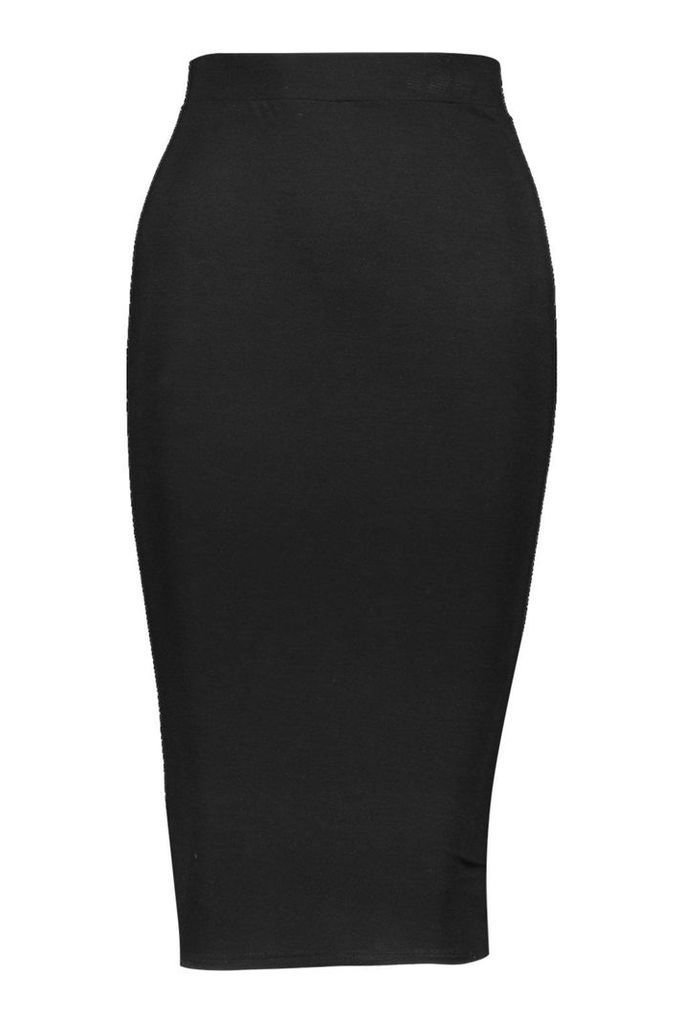Womens Black Basic Midi Skirt - 10, Black