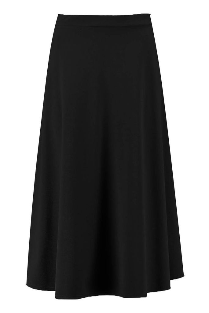 Womens Basic Plain Full Circle Midi Skirt - Black - 12, Black