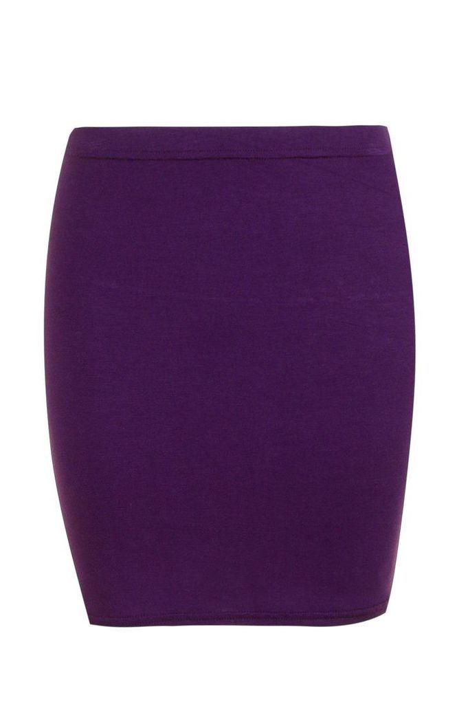 Womens Basic Jersey Mini Skirt - purple - 10, Purple