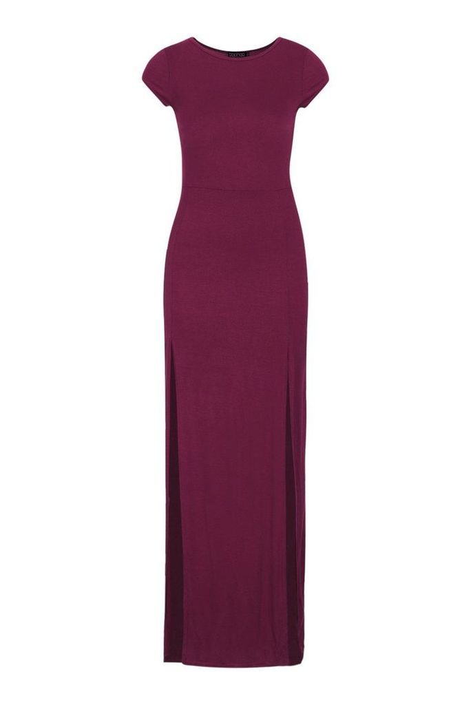 Womens Front Split Maxi Dress - red - 16, Red