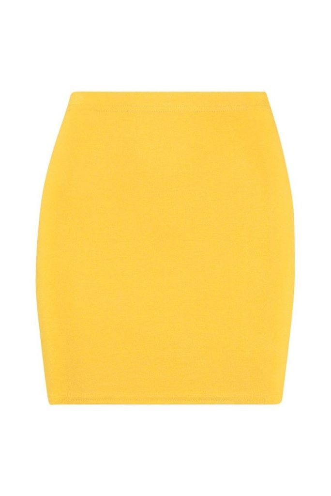 Womens Basic Jersey Mini Skirt - Yellow - 14, Yellow