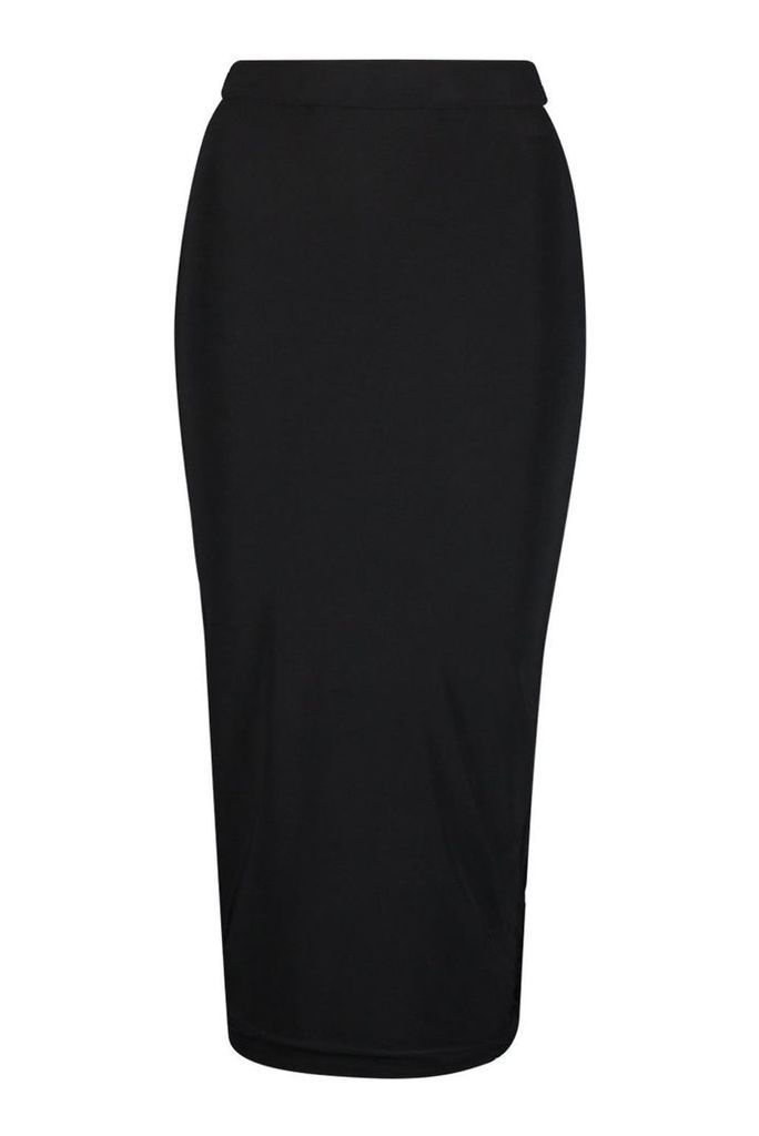 Womens Double Layer Slinky Midaxi Skirt - Black - 10, Black