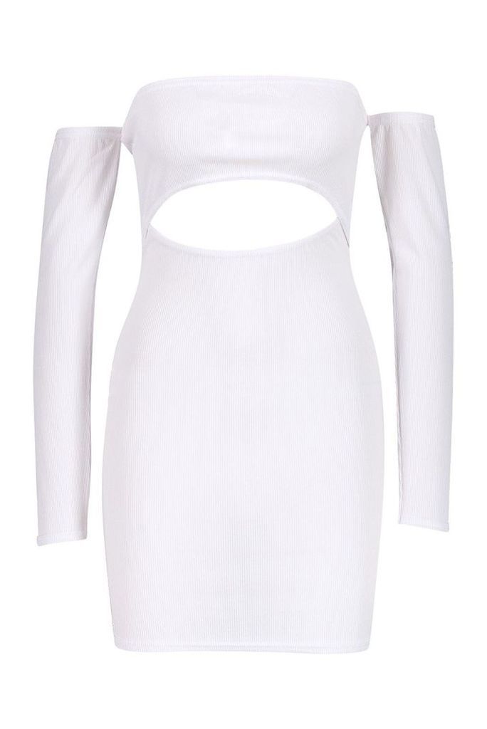Womens Cut Out Bardot Mini Dress - white - 14, White