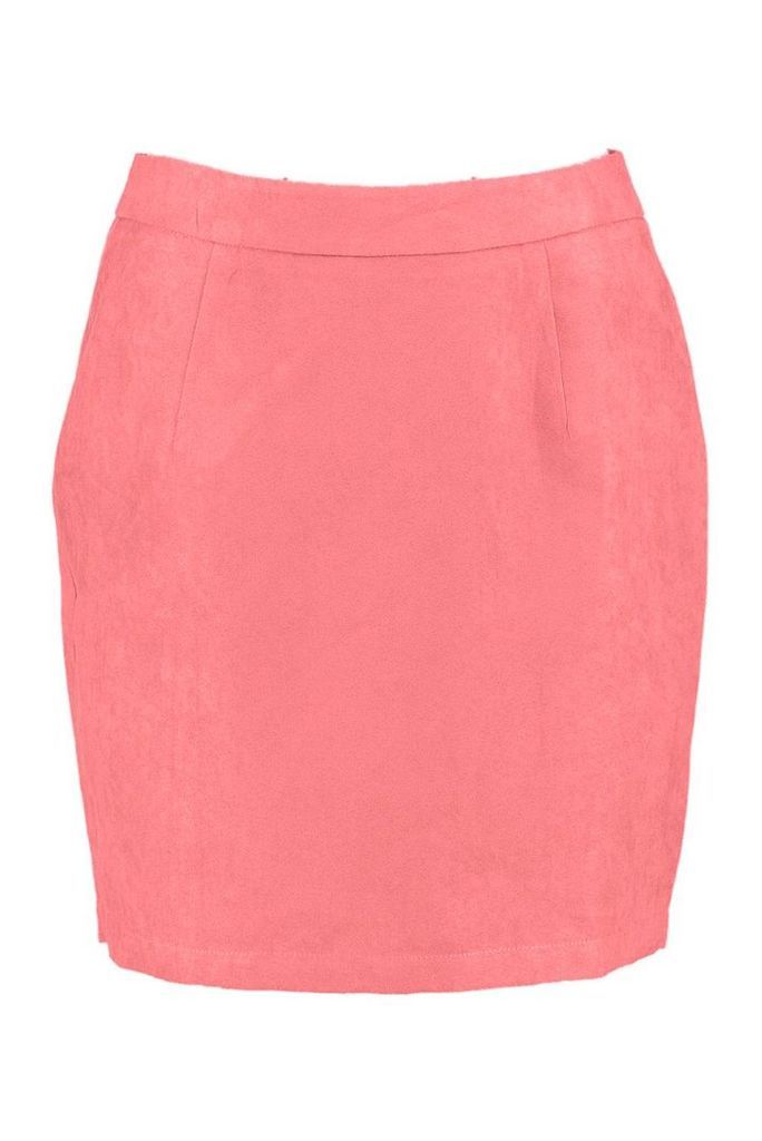 Womens Woven Soft Suedette A Line Mini Skirt - Pink - 14, Pink