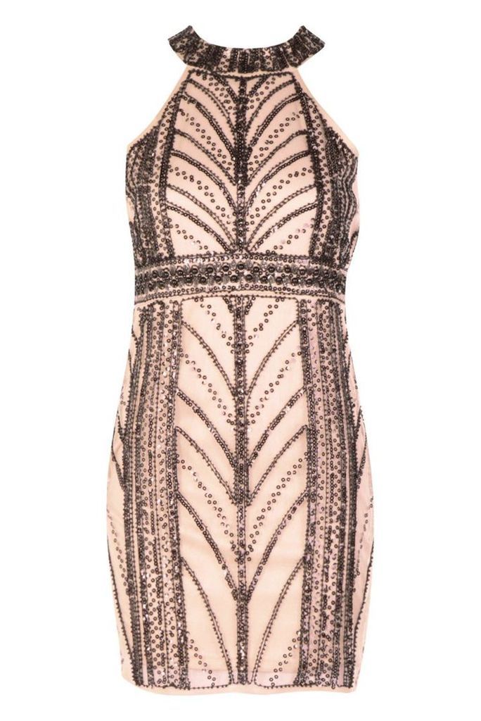 Womens Boutique Embellished Bodycon Dress - pink - 14, Pink
