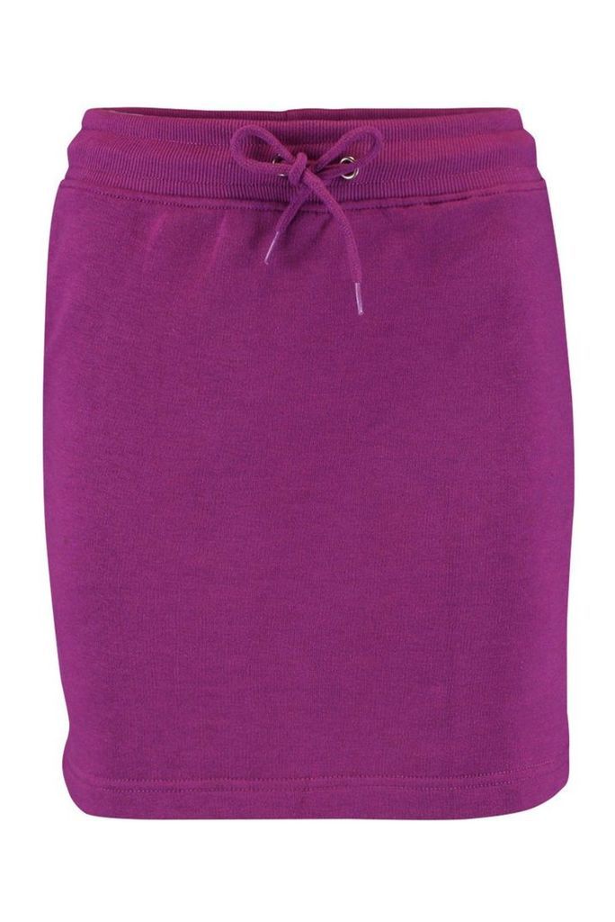 Womens Basic Sweat Tonal Mini Skirt - purple - 6, Purple