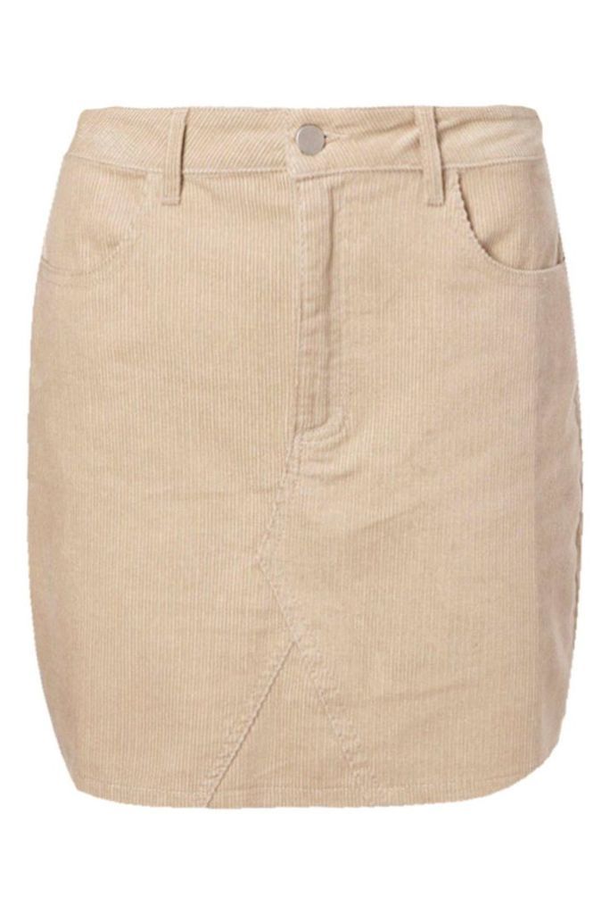 Womens Micro Mini Cord Skirt - Beige - 14, Beige