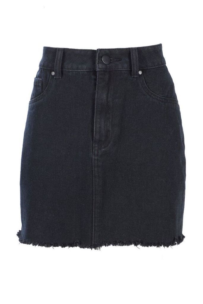 Womens Micro Mini Denim Skirt - Black - 12, Black