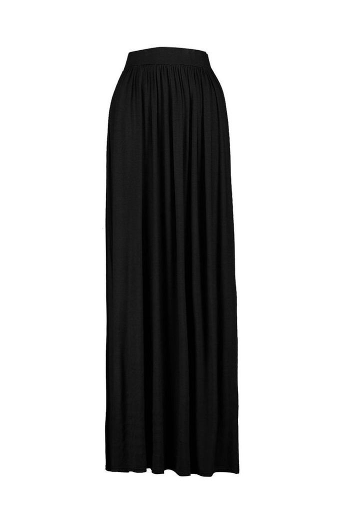 Womens Basic Floor Sweeping Jersey Maxi Skirt - Black - 16, Black