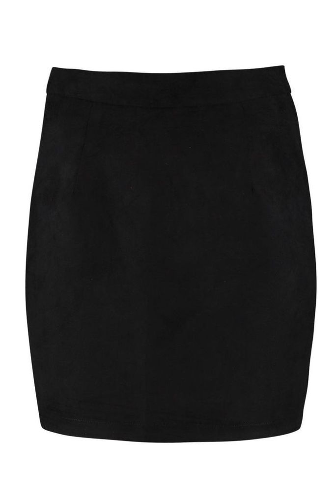 Womens Woven Soft Suedette A Line Mini Skirt - Black - 16, Black