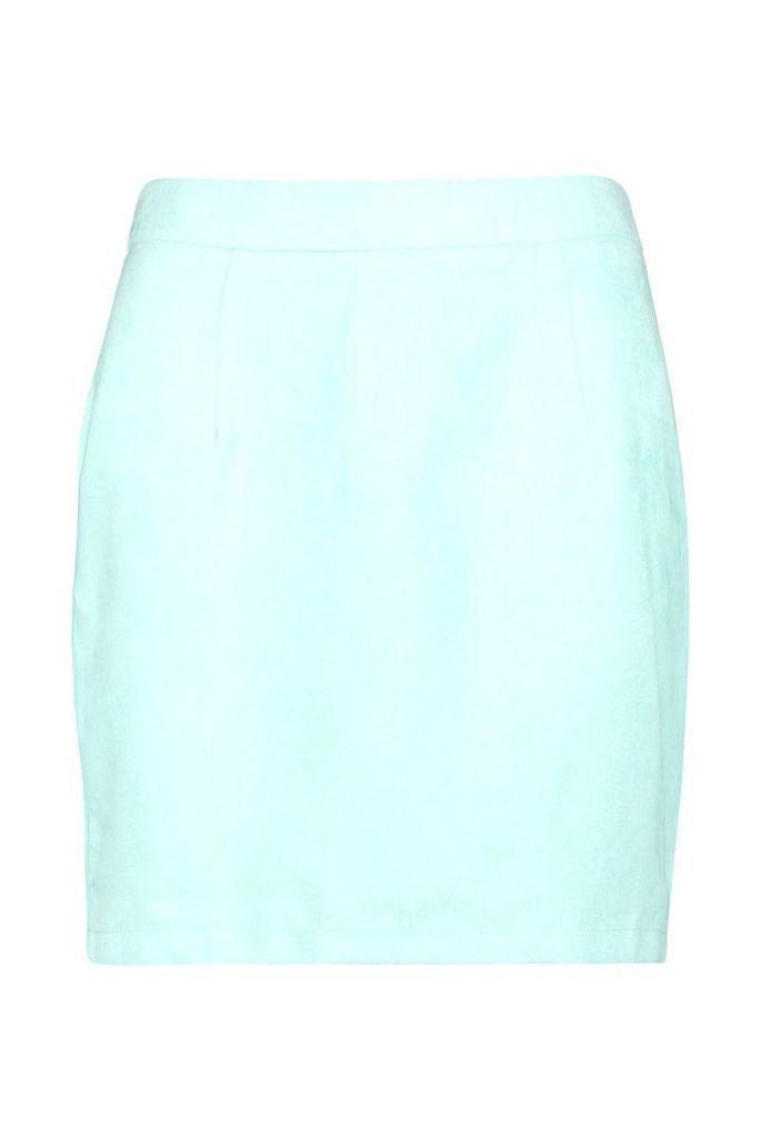 Womens Woven Soft Suedette A Line Mini Skirt - Green - 14, Green
