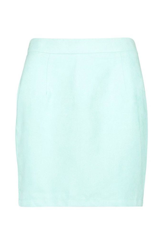 Womens Woven Soft Suedette A Line Mini Skirt - Green - 6, Green