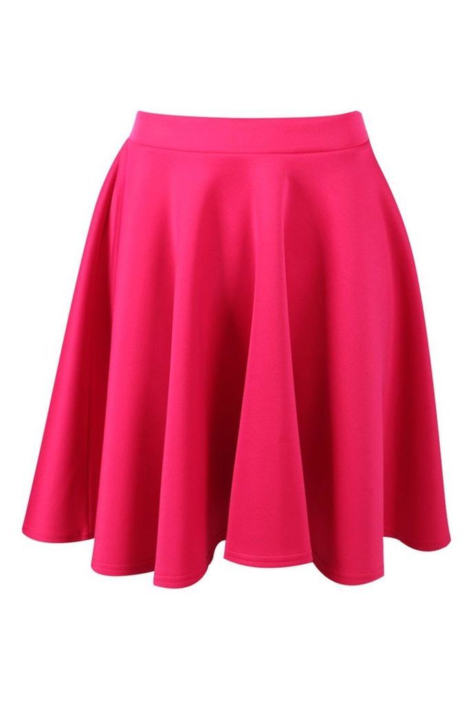 Womens Basic Scuba Skater Skirt - Pink - 14, Pink