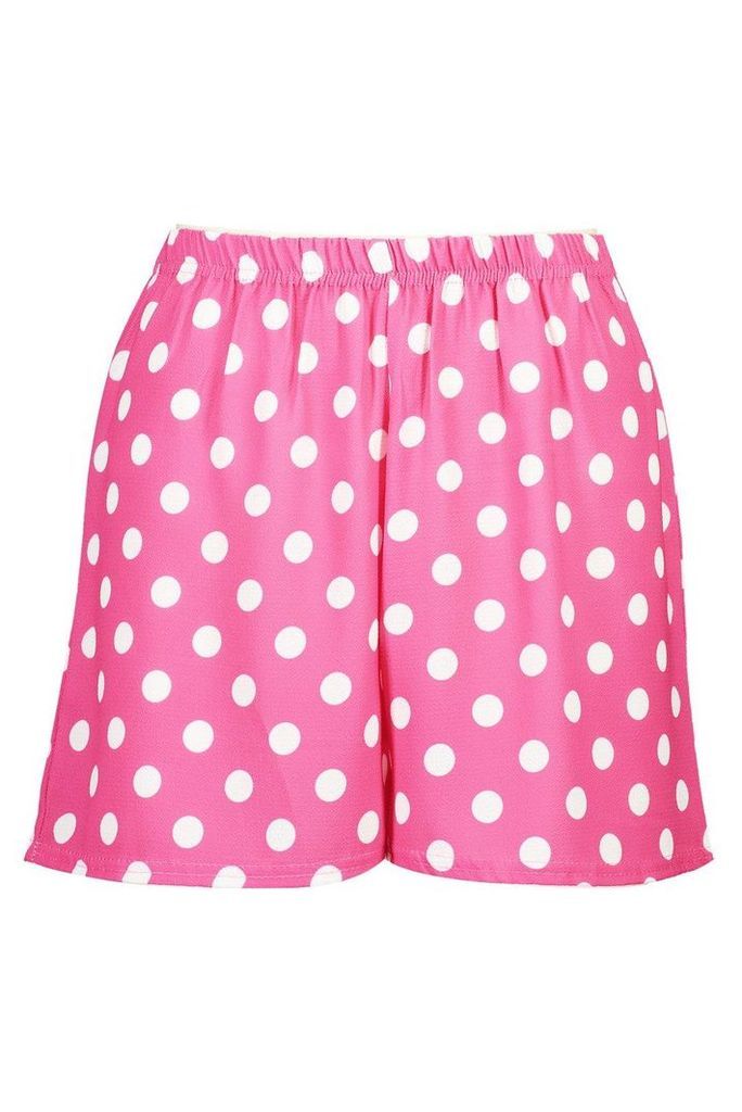 Womens Polka Dot Flippy Shorts - Pink - 14, Pink