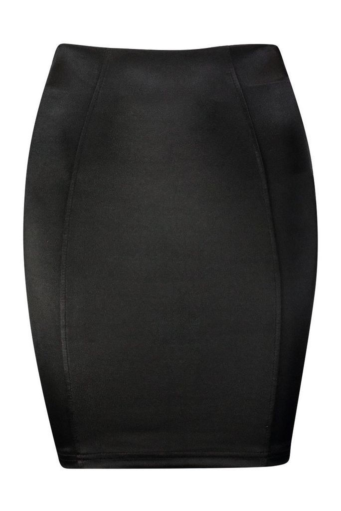 Womens Satin Mini Skirt - black - M, Black