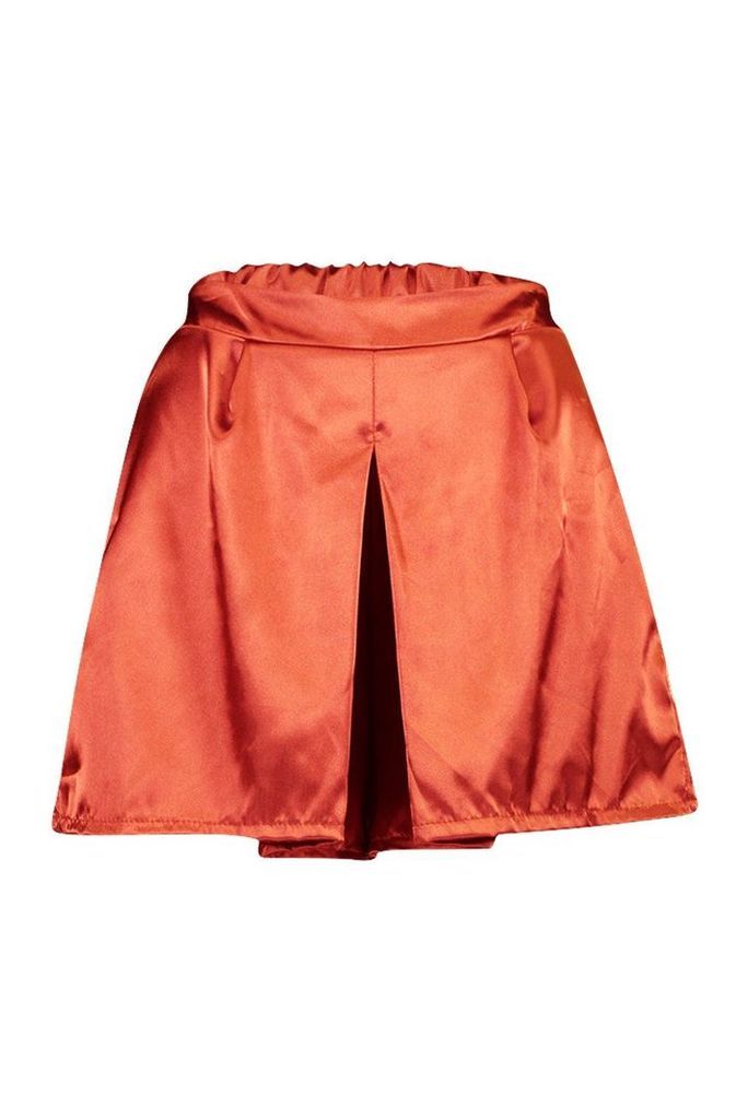 Womens Satin Tailored Short - orange - 12, Orange