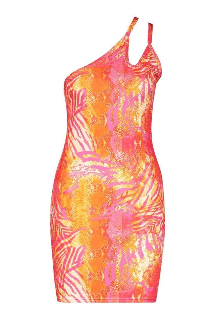 Womens Recycled Slinky Tropical Double Strap Dress - Pink - 14, Pink