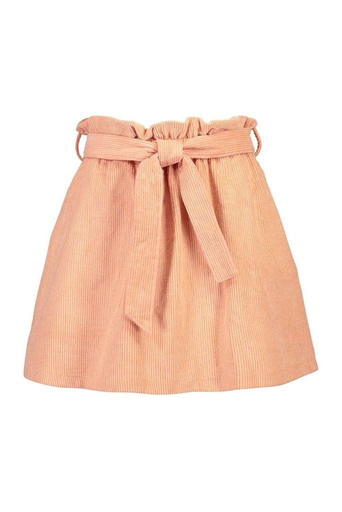 Womens Baby Cord A Line Mini Skirt - orange - 14, Orange