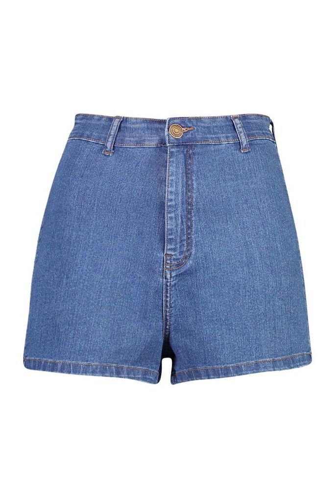 Womens Disco Fit Denim Shorts - Blue - 10, Blue