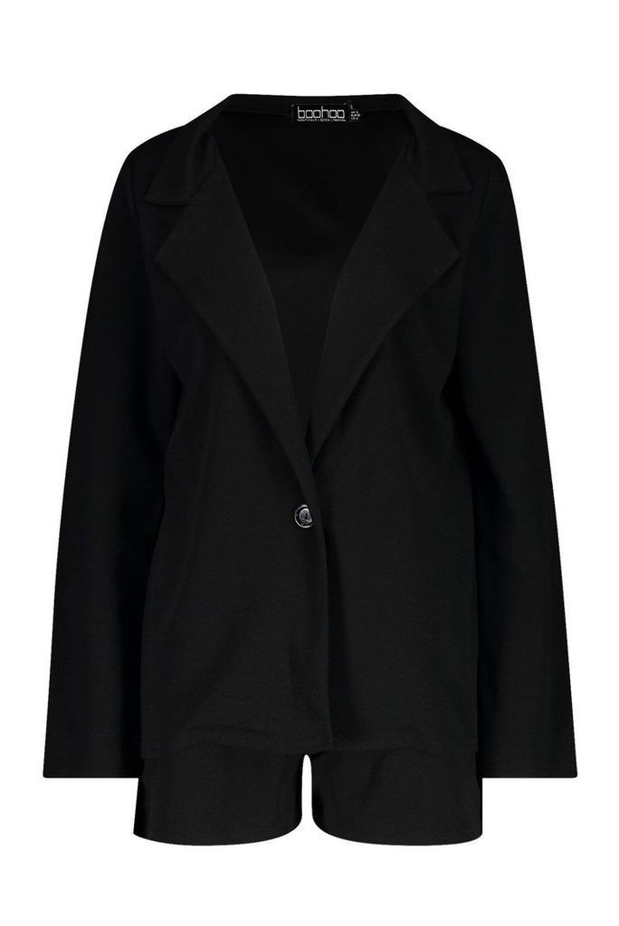 Womens Tailored Blazer & Short Co-Ord Set - Black - 10, Black