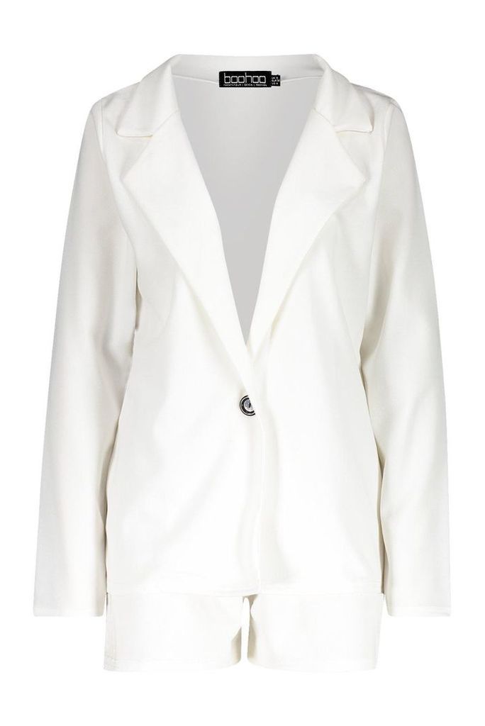 Womens Tailored Blazer & Short Co-Ord Set - White - 10, White