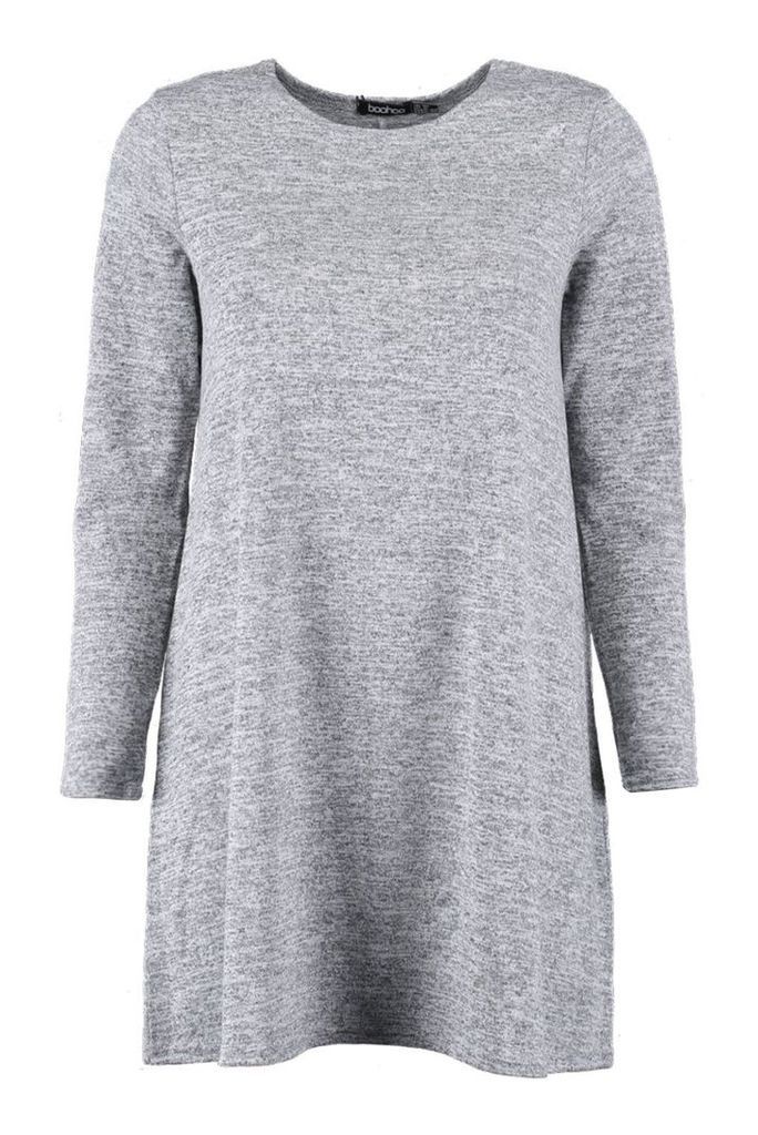 Womens Knitted Swing Dress - grey - 10, Grey