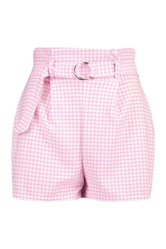 Womens Check Short - Pink - 8, Pink