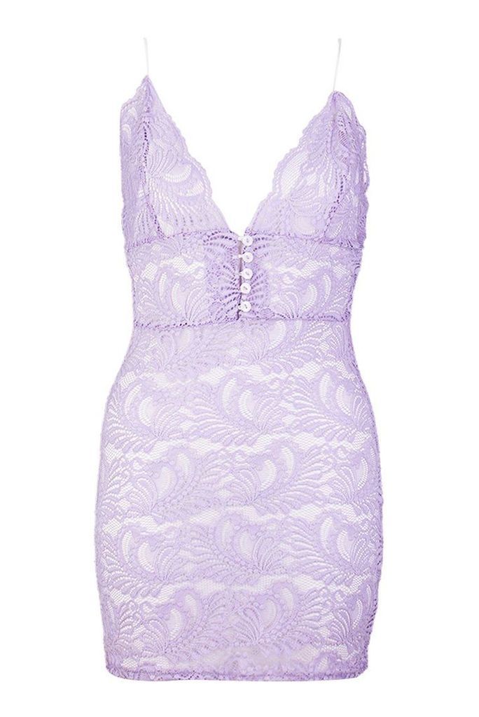 Womens Lace Strappy Dress - purple - 8, Purple