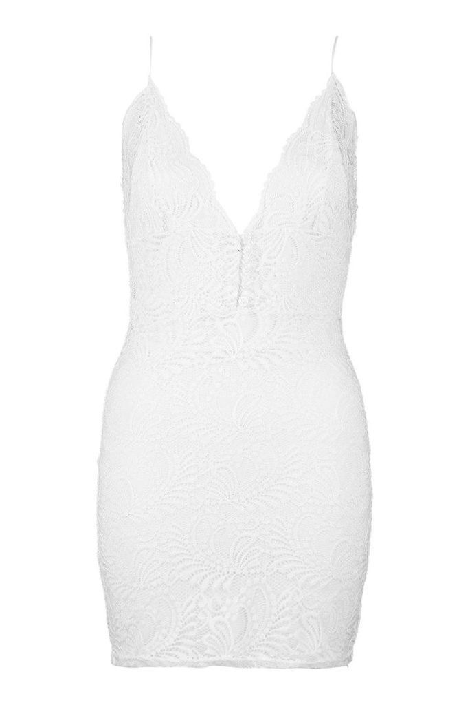 Womens Lace Strappy Dress - white - 12, White
