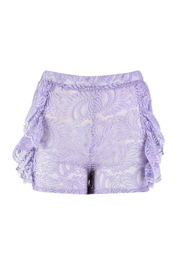 Womens Lace Shorts - purple - 10, Purple